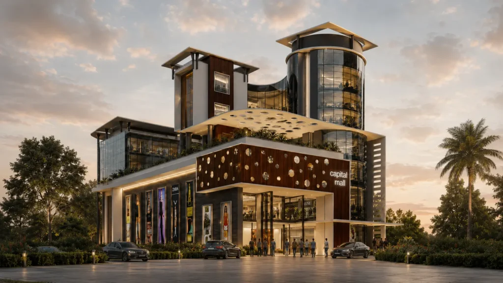 Capital Mall commercial architecture in Wayanad by Team Arcon.